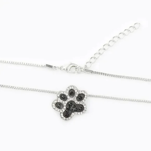 New Paw Print Rhinestone Necklace - Picture 2 of 4